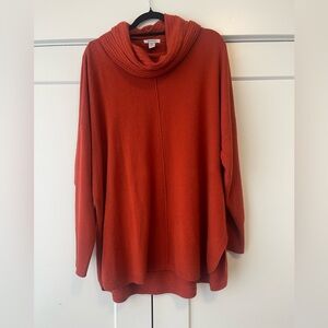 Hampshire Studio Rust Orange Cowl Neck Tunic Sweater 3X Cozy Oversized